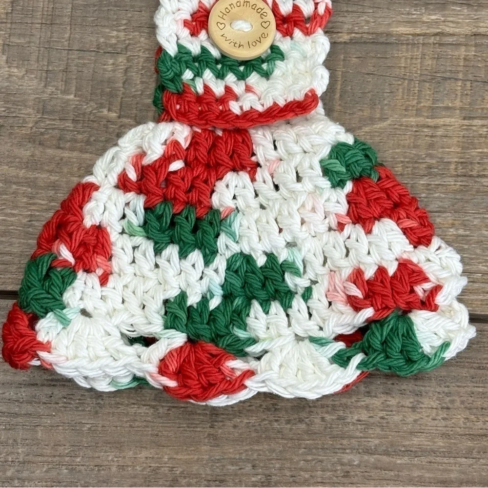 Kitchen Tea Hand Towel‎ Topper Holder Christmas Holiday Cotton Crochet by Seller